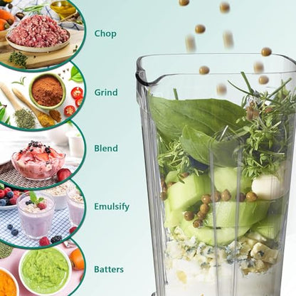 OMMO Blender 1800W, Professional High Speed Countertop Blender with Durable Stainless Steel Blades, 60oz BPA Free Blender for Shakes and Smoothies, Nuts, Ice and Fruits, Dishwasher Safe