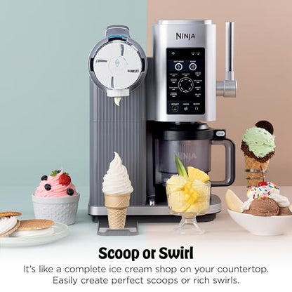 Ninja CREAMi Scoop & Swirl Ice Cream Maker, Soft Serve Desserts, Sorbet, Milkshakes, Frozen Yogurt and More, 13-in-1 Programs, Includes Handle and Two 16 oz 2-in-1 Pints, NC701