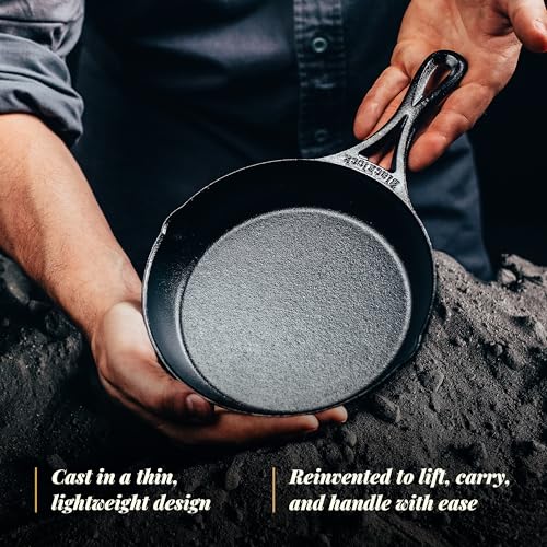 Lodge Blacklock 7" Triple Seasoned Cast Iron Skillet - Lightweight - Easy Cleanup - Premium Cookware