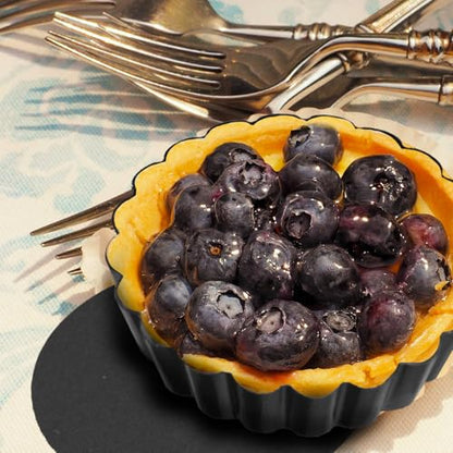 CFGUK 6 Pack Mini Tart Pans 4 Inch with Removable Bottom Round Non-stick Deep Quiche Pan, Heavy Duty Fluted Side for Pies, Egg Tart Molds for Baking, Mousse Cakes, Fruit and Desserts (4 Inch 6pcs)