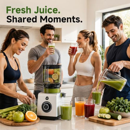 AAOBOSI 3-in-1 Cold Press Juicer Machine, 6.5" Wide Chute, Slow Juicer Designed for Faster Juicing with Whole Fruits & Veggies, Easy to Clean and Clog-Resistant, for Nut Milk & Sorbet