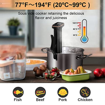 1100W Sous Vide Cooker for Steak & Tender Chicken Sous Vide Machine Ultra-Quiet Immersion Circulator with Precise Touch Control & Digital Timer, Fast Heating, IPX7 Waterproof