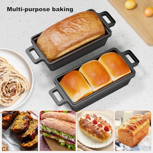 Heimekite 9×5 Inch Cast Iron Loaf Pan with Lid, bread pans for baking, 2 Piece Set | Even Heat Distribution Bread Baking Pan for Homemade Sandwich Bread, Banana Bread, Cakes, Meatloaf