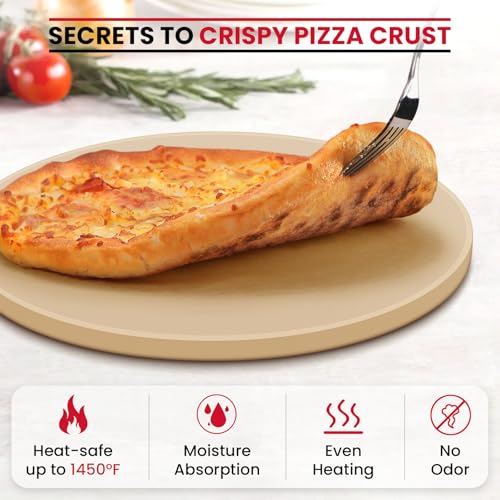 Unicook Round Pizza Stone 10.25 Inch, Small Bread Baking Stone for Oven Grill, Perfect Size for Baking Crisp Crust Personal Pizza, Bread, Cookies and More