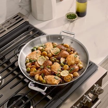 All-Clad D3® Stainless Steel 14 inch Paella Pan- Made in the USA- The Original Bonded Professional Cookware- Oven Safe & Induction Compatible