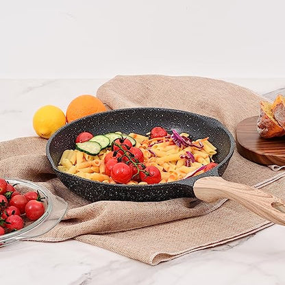 JEETEE 8 Inch Nonstick Frying Pan For Egg, Nonstick Omelette Skillet with Soft Touch Handle, All Stove Induction Compatible