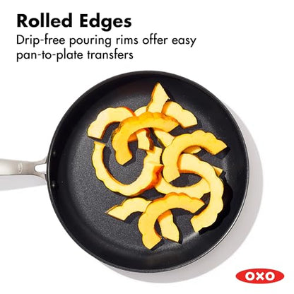 OXO Enhanced 10” Nonstick Frying Pan Skillet, Ceramic PFAS-Free Cookware, Stainless Steel Handle, Eggs & Omelets, Dishwasher & Oven Safe, Storm Blue