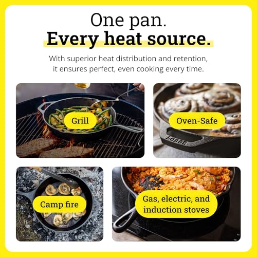 Lodge Seasoned Cast Iron Skillet 9 Inches - PFAS-Free, Non-Toxic Cookware - Use with an Oven, Stove, Grill, or Campfire - Naturally Non-Stick & Oven Safe