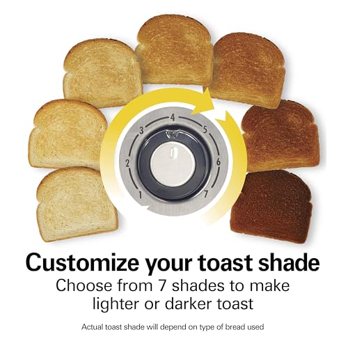 Hamilton Beach 2 Slice Extra Wide Slot Toaster with Bagel & Defrost Settings, Shade Selector with 7 Browning Levels, Toast Boost, Auto Shutoff, Black & Stainless Steel (22633)