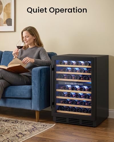 ICEVIVAL 24 Inch Wine Cooler Refrigerator, 54 Bottle Wine Fridge, 40-65°F Dual Zone UV-Resistant Glass Door, Quiet Compressor Cooling, Built-in or Freestanding Fridge for Home/Bar/Kitchen, Black