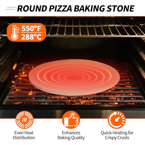 Round Pizza Stone for Oven, 13" Cooking Stone Compatible with Breville Smart Oven BOV800 BOV845, Cordierite Baking Stones for BBQ Grill, Pizza Stones BOV800PS Replacement for Breville Oven Accessories
