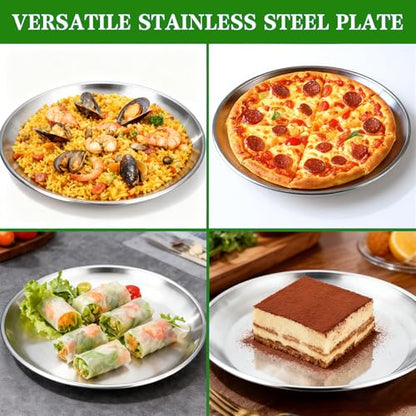 Funnydin 6Pcs Pizza Pan for Oven - 10 & 8 Inch Pizza Pan Set, Stainless Steel Pizza Tray, Non-Toxic Round Pizza Plate for Baking, Party & Picnic Use, Dishwasher Safe