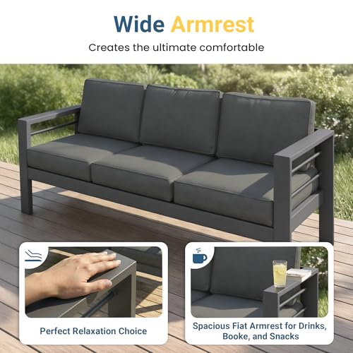 Patio Furniture Set, Aluminum Outside Furniture, Sofa with 10" Back Cushion