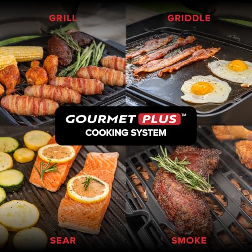 Nexgrill Fortess 2-Burner Portable Gas Grill & Griddle Combo with 263 SQ In Cooking Space, Easy Lift Handles, 13,500 BTU, 2-in-1 Small Tabletop Grill for Camping, Outdoor Cooking, and More - 820-02005