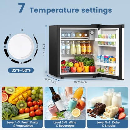 Electactic 1.3 Cu.Ft Mini Fridge, Single Door Compact Refrigerator