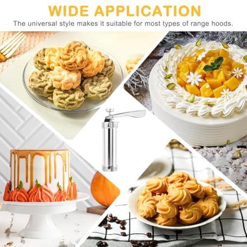 Stainless Steel Cookies Press Gun Manual Churro Maker Machine Churro Maker Kit with 20 Cookie Discs and 4 Piping Tips for DIY cake Makers Decorating Baking Supplies(Silver,Size:16.5x5cm/6.5x1.97inch)