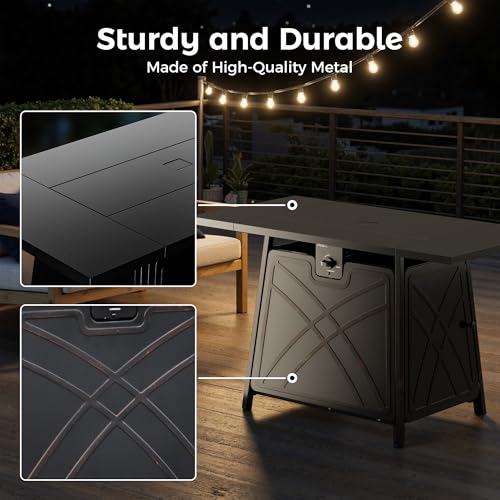 BALI OUTDOORS Propane Fire Pit Patio Outdoor Fire Pit Table Large Firepits for Outside Black