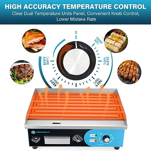 IRONWALLS Commercial Griddle Electric 22”, 3000W Electric Flat Top Grill, Stainless Steel Countertop Electric Griddle Nonstick with 122~572℉Adjustable Temperature Control for Restaurant Kitchen