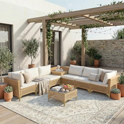 FHFO 8 Piece Patio Furniture Set, Outdoor Wicker Sectional Sofa Set