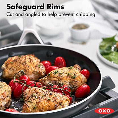 OXO Agility 10" Nonstick Frying Pan Skillet, Ceramic PFAS-Free Nontoxic Cookware, Induction Suitable, Compatible on All Cooktops, Dishwasher & Oven Safe, Stainless Steel Handle, Black