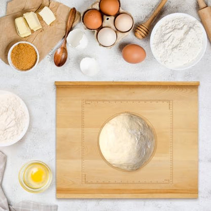 SoeKoa Reversible Wood Pastry Board, 20"X24" Kneading Board, Pastry Board With Edge Blocking, Pasta Board Wood with Engraved Ruler for Counter Top Kitchen