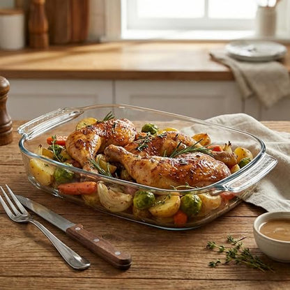 VRUIFA 9x13 Glass Baking Dish, 2.7 Quart Casserole Dishes for Oven, Borosilicate Glass
