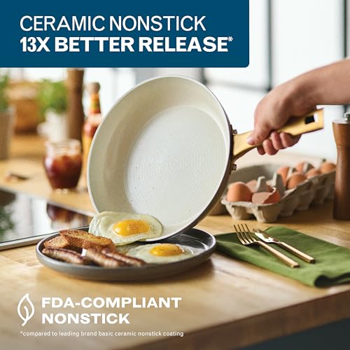 Farberware Forged Induction Ceramic Nonstick Cookware Set, 12-Piece, Taupe Pots & Pans