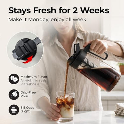 MUELLER HOME Cold Brew Coffee Maker, 64 oz Tritan Fortified Pitcher
