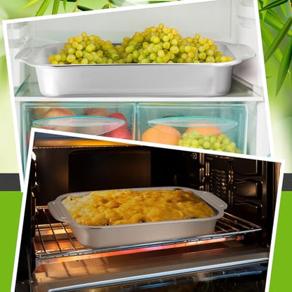 Funnymoom 2 Pcs Stainless Steel Cake Pan 15 x 10 Inch Baking Pan with Handle Rectangle Baking Bakeware for Fish Cakes Breads Casseroles Vegetables Dishwasher Safe
