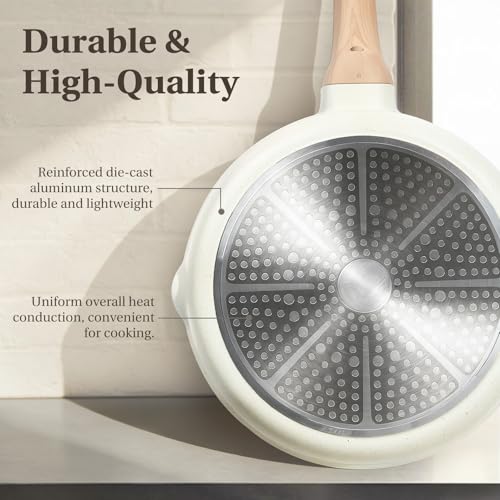 Sweetcrispy Pots and Pans Set, 25 Pcs Nonstick Kitchen Cookware Set, Induction Kitchen Cooking Set, Non-Toxic Frying Pans & Saucepans (PFOA/PFOS Free) Beige