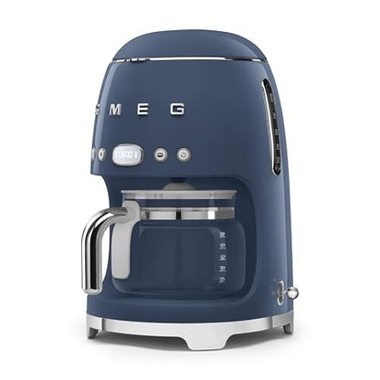 Smeg 50's Retro Style Aesthetic Drip Coffee Machine with 10 Cup Glass Carafe, Auto Start Feature, Keep Warm Plate, and Two Coffee Strength Settings (Navy Blue)