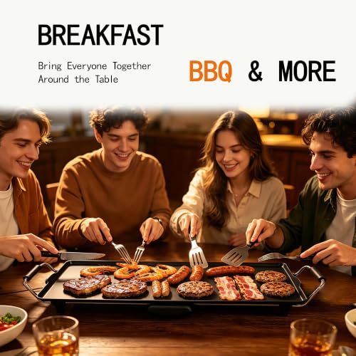 I-Keukenn 30-Inch Electric Griddle & Teppanyaki Grill, 1400W Large Non-Stick Surface, Intelligent Temperature Control, Easy to Clean. Indoor/Outdoor Use for Pancakes, BBQ, Camping & Gatherings