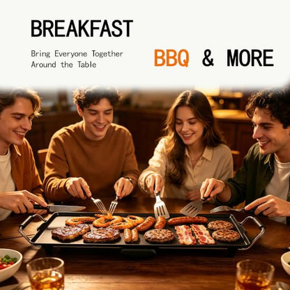 I-Keukenn 30-Inch Electric Griddle & Teppanyaki Grill, 1400W Large Non-Stick Surface, Intelligent Temperature Control, Easy to Clean. Indoor/Outdoor Use for Pancakes, BBQ, Camping & Gatherings