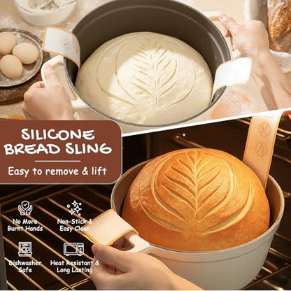 Astercook Sourdough Starter Kit with Round & Oval Banneton Bread Proofing Basket, Bread Sling, Starter Jar, Dough Whisk, Scrapers, Stencils, Complete Sourdough Bread Baking Supplies, Mothers Day Gifts