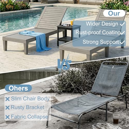 EFU Lounge Chair Outdoor,Set of 2 High-Impact PP Tanning Chairs
