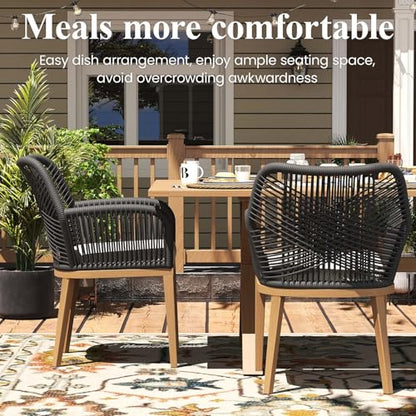 LayinSun Outdoor Dining Set for 12, 14 Pieces Patio Furniture Sets with Aluminum Dining Table and Rope Weave Chairs
