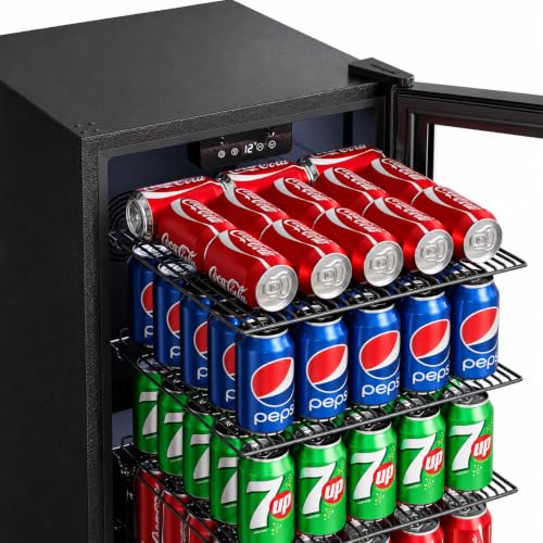 Honeywell Beverage Refrigerator and Cooler, 116 Can Mini Fridge with Glass Door for Soda Beer or Wine for Office or Bar with Adjustable Removable Shelving, Commercial Grade