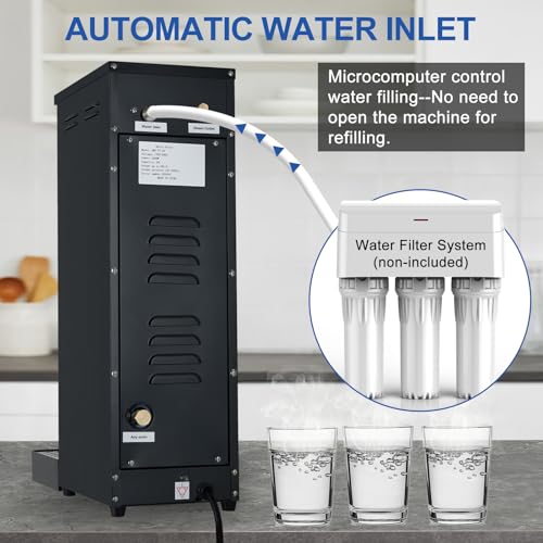 Hot Water Dispenser Commercial Water Boiler Countertop Hot Water Machine Stainless Steel Step-heating Temperature Control 86-212°F for Boba Tea Coffee Office Restaurant 1600W, 30L(8GAL)/Hour, Black