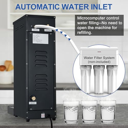 Hot Water Dispenser Commercial Water Boiler Countertop Hot Water Machine Stainless Steel Step-heating Temperature Control 86-212°F for Boba Tea Coffee Office Restaurant 1600W, 30L(8GAL)/Hour, Black