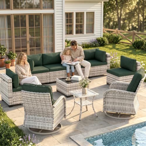 Sweecci Outdoor PE Wicker Rattan Modular Patio Sectional Sofa Set