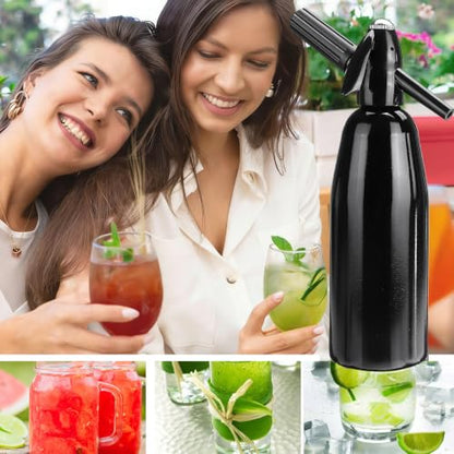 Soda Siphon 1L Carbonated Soda Maker, Sparkling Water Machine Portable