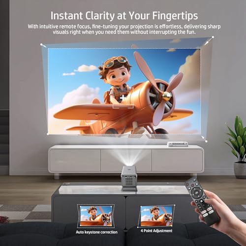 HP MC450 Smart Mini Portable Projector with WiFi & Bluetooth, Official Licensed Apps, Short Throw Projector with 4K Support, Voice Control, USB-C, Movie Projector for Bedroom & Outdoor