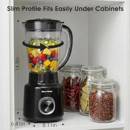 REXYHOME Blender, 700W Countertop Blenders for Kitchen, 50oz BPA-Free Jar, 3-Speed Blender for Smoothies, Shakes, Ice Crushing & Frozen Fruit