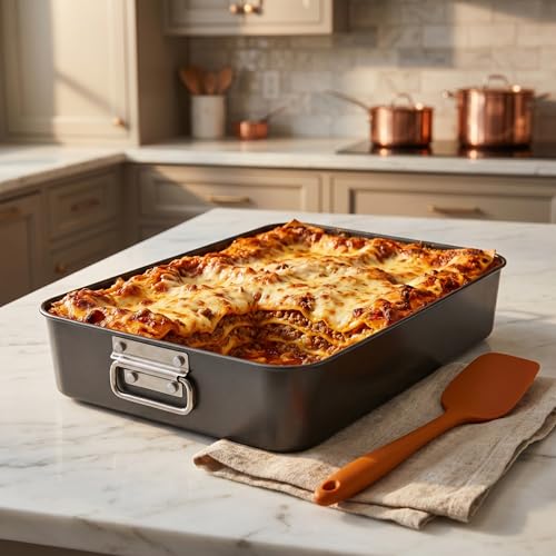 Jucoan Lasagna Pan 3 Inch Deep, 16 x 11.5 Inch Large Baking Pan Casserole Dishes for Oven, Non-Stick Baking Dishes Roasting Pan Brownies Pan for Thanksgiving, Christmas, Housewarming Gifts - Dishwasher Safe
