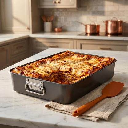 Jucoan Lasagna Pan 3 Inch Deep, 16 x 11.5 Inch Large Baking Pan Casserole Dishes for Oven, Non-Stick Baking Dishes Roasting Pan Brownies Pan for Thanksgiving, Christmas, Housewarming Gifts - Dishwasher Safe