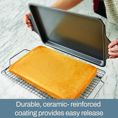 All-Clad Pro-Release Nonstick Bakeware Set 10 Piece Oven Safe 450F Half Sheet, Cookie Sheet, Muffin Pan, Cooling & Baking Rack, Round Cake Pan, Loaf Pan, Baking Pan Grey