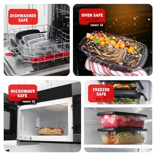 Nestl Set of 3 Glass Bread Loaf Pans for Baking Bread Pans for Homemade Breads, Glass Food Storage Containers with Lids, Glass Baking Dishes for Oven, Pound Cake Pan, Loaf Pan, 1.9 Quart