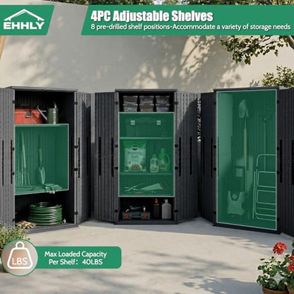EHHLY Heavy Duty Tall Storage Cabinet Outdoor Weatherproof, 28 Cuft Garage Storage Cabinet with 4 Adjustable Shelves, Lockable Kitchen Pantry Closer Organizer, 31Wx23Lx66H, Sage Grey