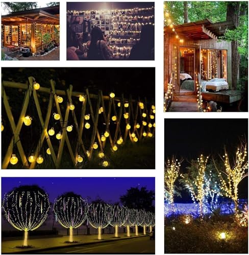Toodour Solar String Lights Outdoor Waterproof, 56ft 100 LED Globe String Light with 8 Mode, Crystall Ball Lights Solar Patio Lights for Garden, Lawn, Patio, Gazebo, Yard, Outdoor Decor - Warm White