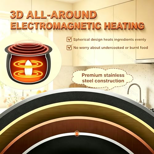 lilishangmao Automatic Stir Fry Machine 2000W 6L – Smart Wok with 360° Rotating Non-Stick Pot, Auto Cooking Robot for Hands-Free Stir-Fry, Simmer, Soup, Stew, Tilting Pot Body